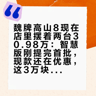 魏牌高山8现在店里摆着两台30.98万：智慧版刚提完首批，现款还在优惠，这3万块差在哪