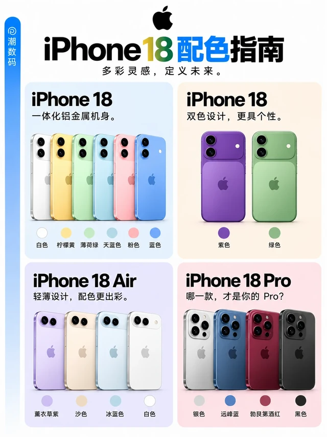 iPhone 18 全系配色，你选哪一个？