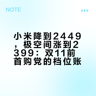 小米降到2449，极空间涨到2399：双11前首购党的档位账