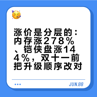 涨价是分层的：内存涨278%、铠侠盘涨144%，双十一前把升级顺序改对