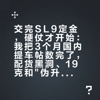 交完SL9定金，硬仗才开始：我把3个月国内提车帖数完了，配货黑洞、19克和"伪升级路线"都在里面