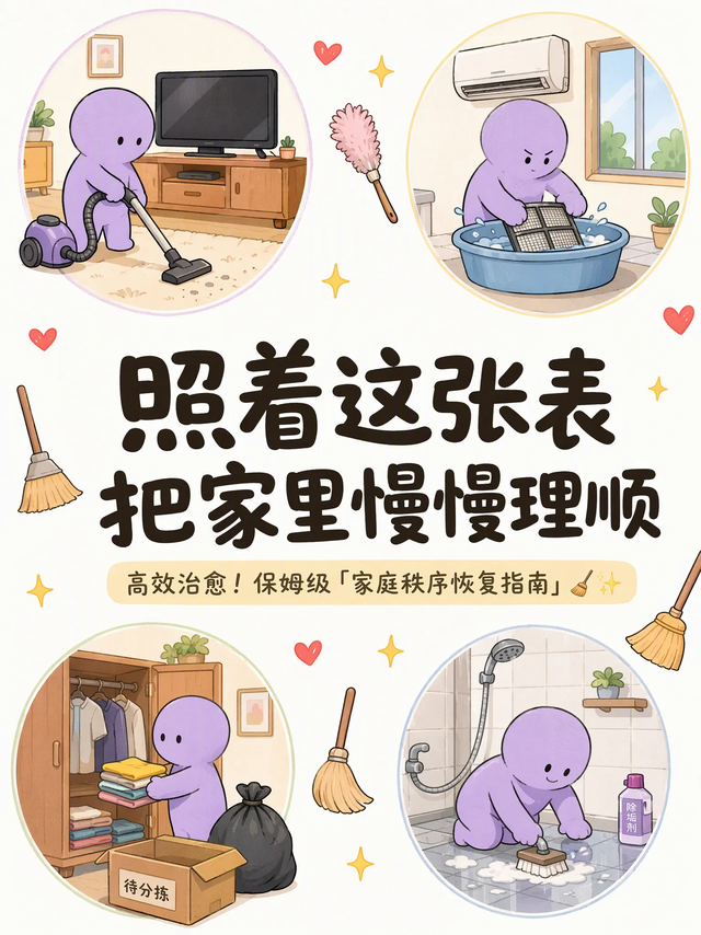 保姆级「家庭秩序恢复指南」🧹照着这张表，把家里慢慢理顺