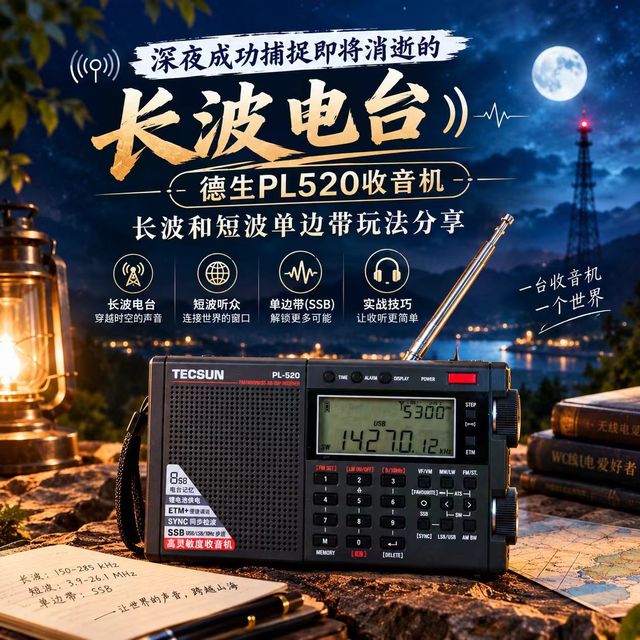 深夜成功捕捉即将消逝的长波电台：德生PL520收音机长短波玩法