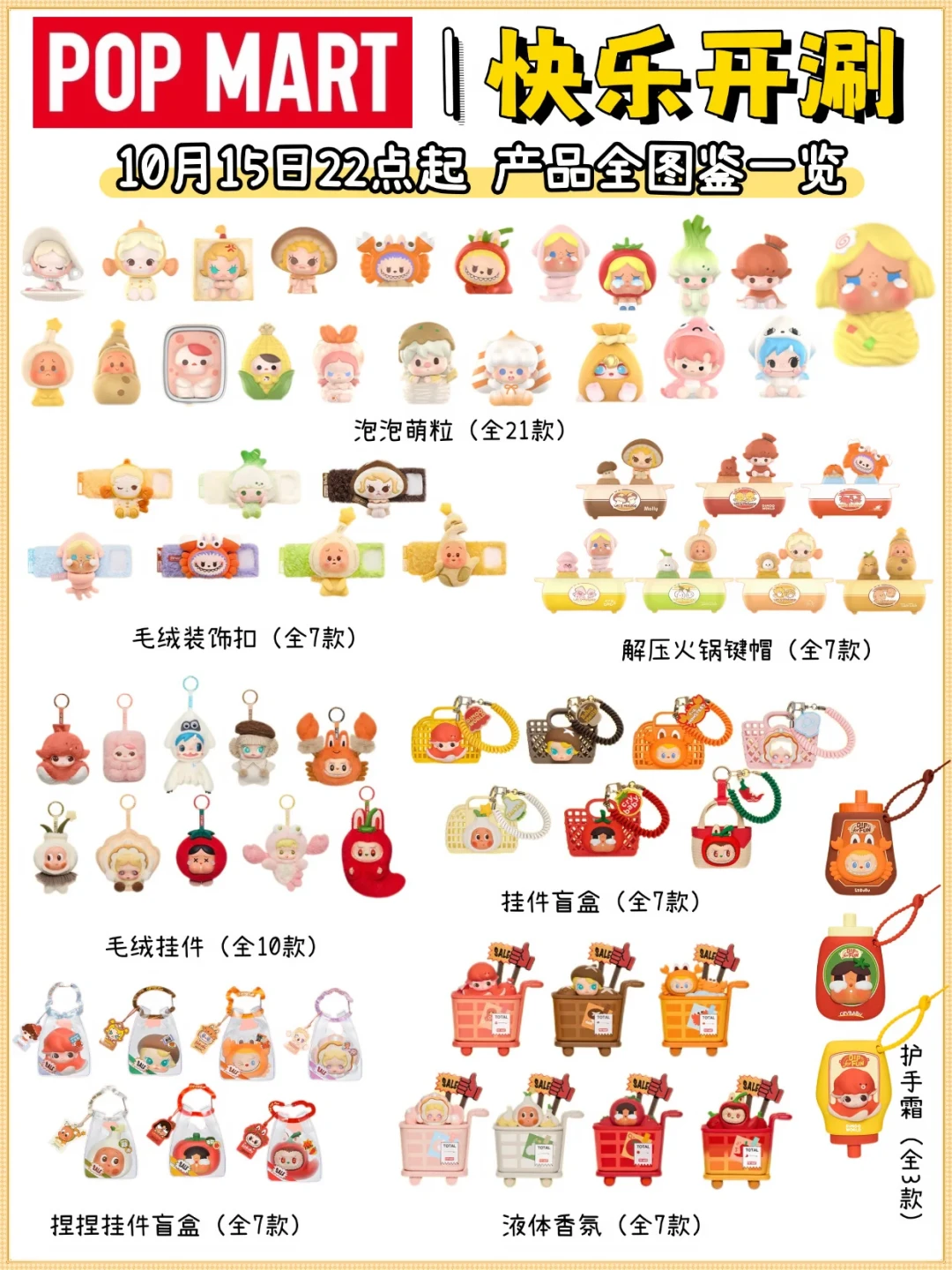 今晚22:00泡泡玛特四系列17条产品线同开:快乐开涮全品类克重表+避雷榜、宝可梦二联名口碑分裂、Merodi冷门娃抢跑,集齐全端盒约8466元——端盒党、拼车党、周边党设好闹钟先算账