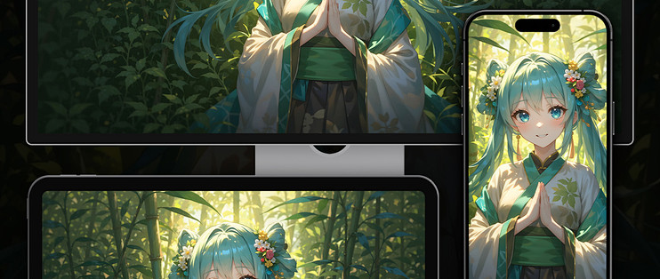 竹林间着汉裳的初音，清新温柔