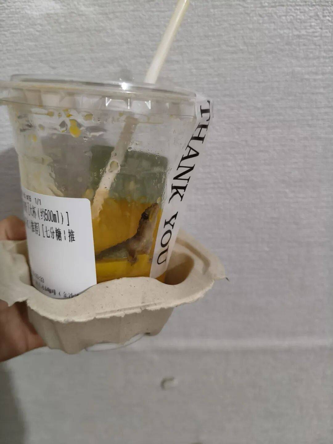 称奶茶壁虎隔7小时反馈,商家报警:异物维权晚了就不算数?