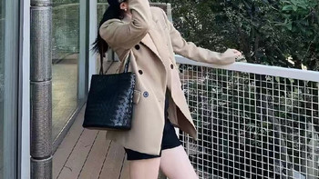 简约风头层羊皮编织包 通勤大容量单肩水桶包女
