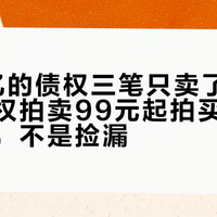 3.26亿的债权三笔只卖了27.9万：债权拍卖99元起拍买到的是讨债权，不是捡漏