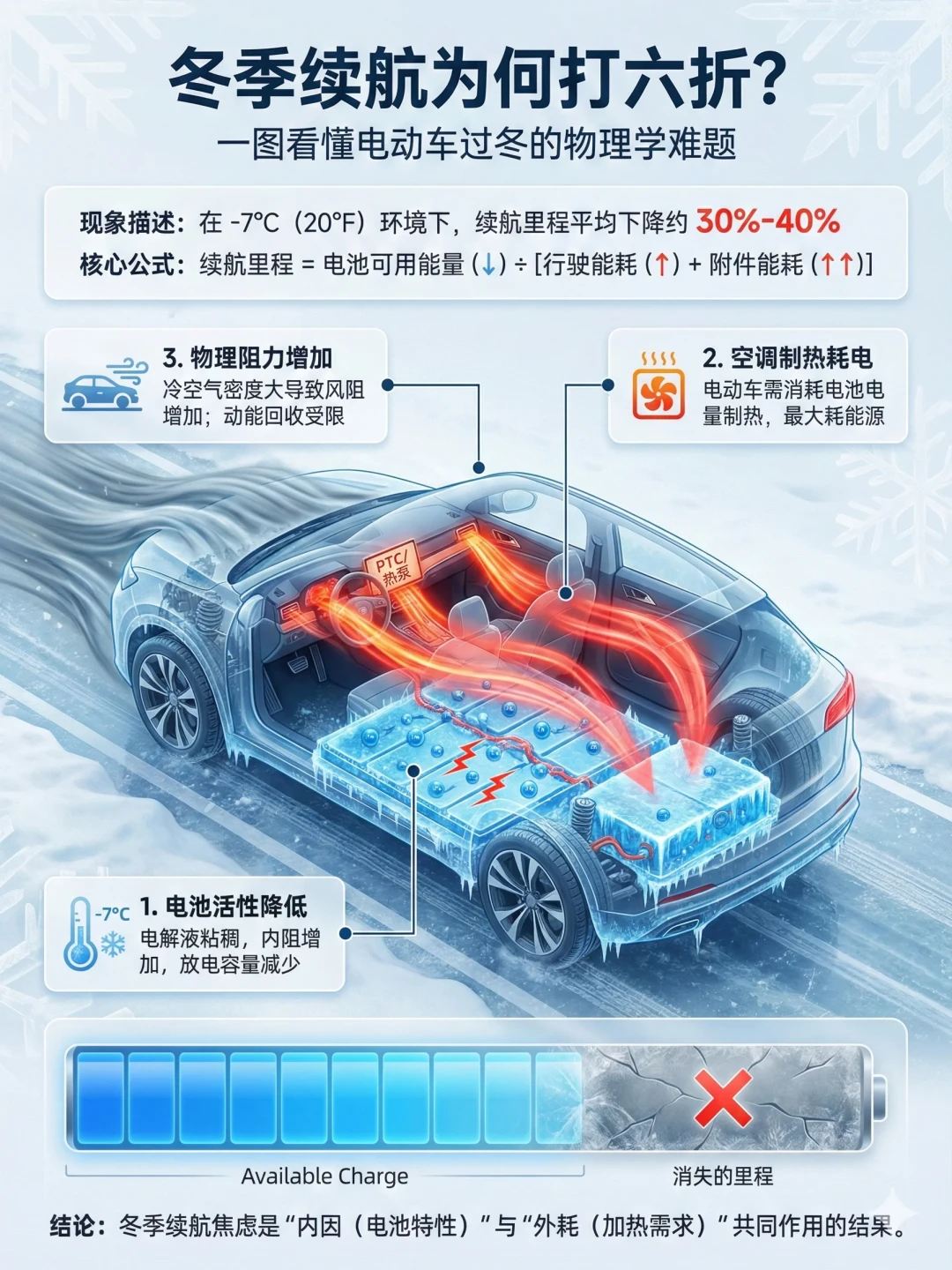 油车暖风几乎白送,为啥电车一开暖风,续航就公里公里地掉?