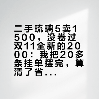 二手琉璃5卖1500，没卷过双11全新的2000：我把20多条挂单摆完，算清了省的和要扛的