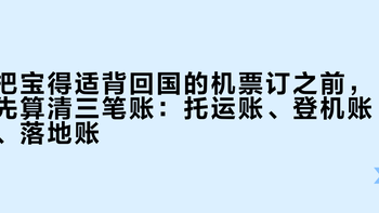 把宝得适背回国的机票订之前，先算清三笔账：托运账、登机账、落地账