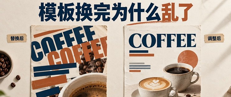 海报模板看着好看，为什么换成自己的内容就乱了？