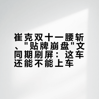 崔克双十一腰斩、"贴牌崩盘"文同期刷屏：这车还能不能上车？
