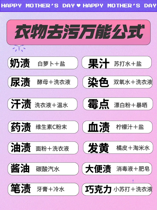衣服沾污渍别直接扔！24个去污万能公式+私藏洗衣粉亲测