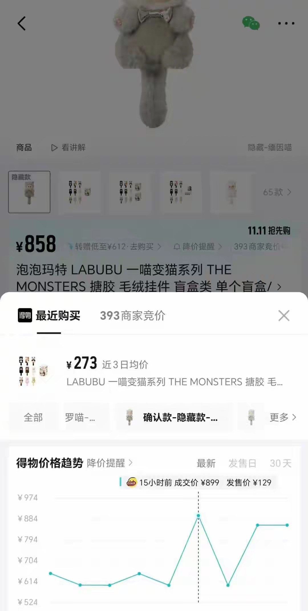LABUBU盲盒不用抢了,常规款破发隐藏炒到899,还该上车吗