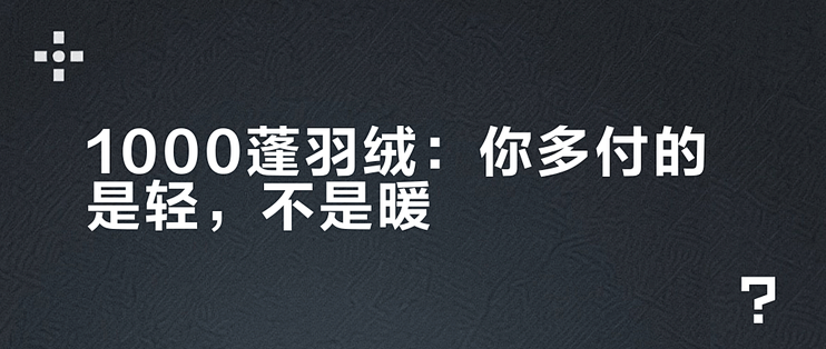 1000蓬羽绒：你多付的是轻，不是暖