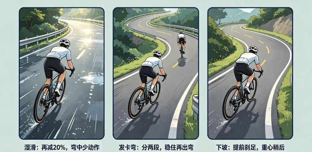 公路车摔车最多的是弯道:把这三件事在入弯前做完,弯里就不慌