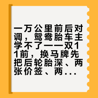一万公里前后对调,鸳鸯胎车主学不了——双11前,换马牌先把后轮胎深、两张价签、两套冬胎尺寸这四本账对完