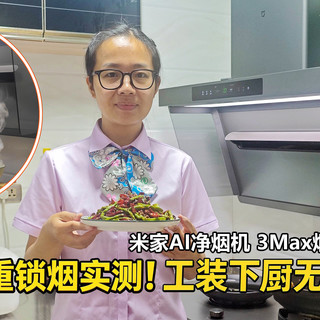 3重锁烟实测！米家AI净烟机 3Max烟灶套装，工装做饭告别满身油烟