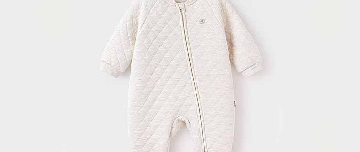 babylove 秋冬斜襟拉链连体衣，宝宝保暖爬服