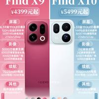 一图看懂OPPO手机FindX9和FindX10区别