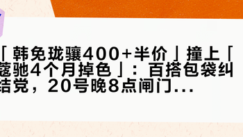 「韩免珑骧400+半价」撞上「蔻驰4个月掉色」：百搭包袋纠结党，20号晚8点闸门前，先把价梯、适配、残值这三本账对完