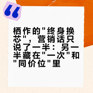 栖作的"终身换芯"，营销话只说了一半：另一半藏在"一次"和"同价位"里