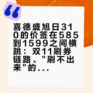 喜德盛旭日310的价签在585到1599之间横跳：双11刷券链路、"刷不出来"的信号和600块的品控账，我一次排完