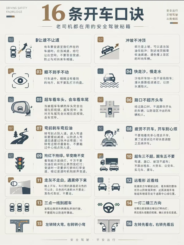老司机珍藏16条开车口诀，新手必存🚗