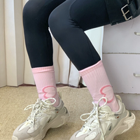 少女心跑步袜!爱心提花中筒袜太好看