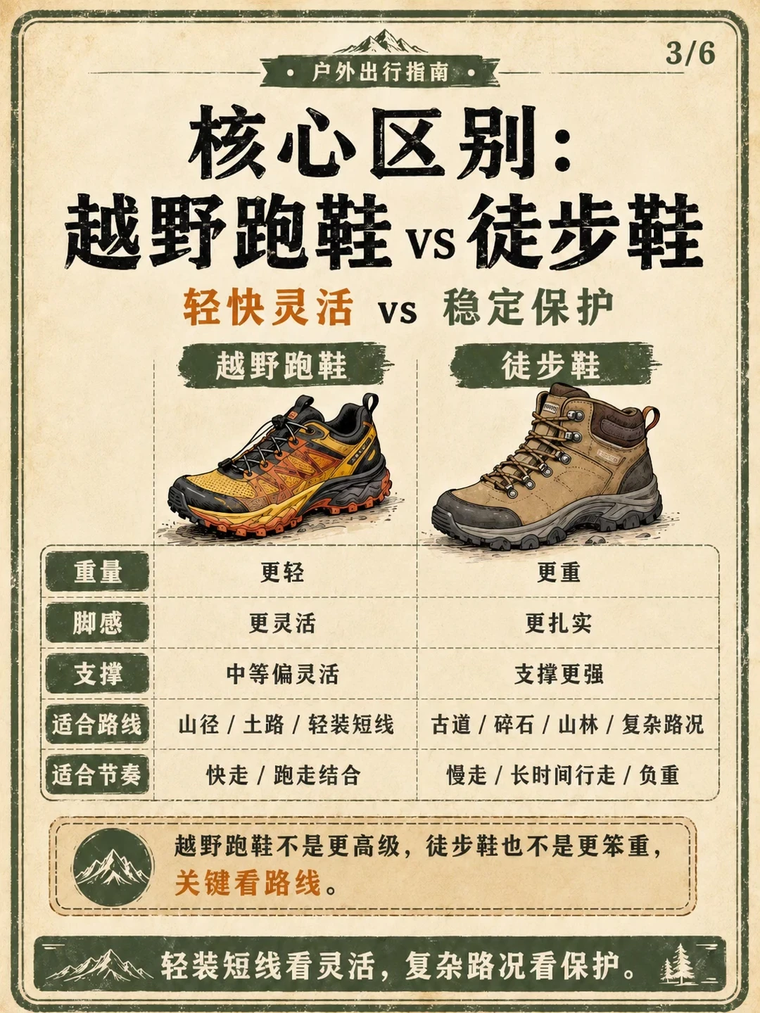 徒步鞋不一定防滑,中帮不一定防崴