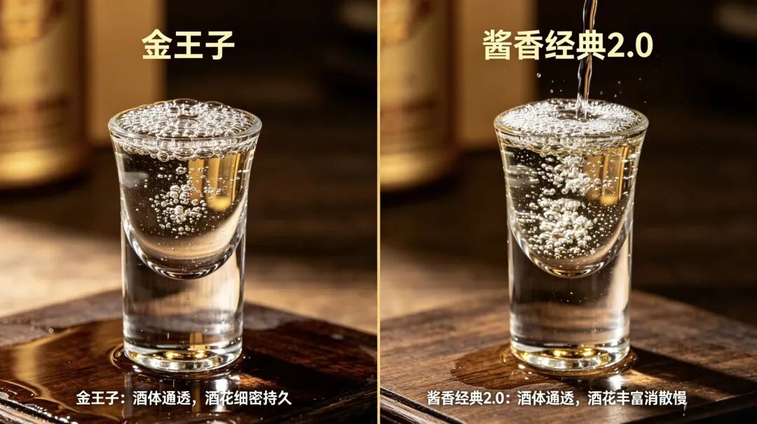 金王子与酱香经典2.0双杯酒体对比