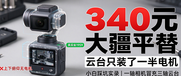 340 元入手大疆 Pocket 平替，拆开直接破防：云台居然只装一半电机！小白踩坑实录