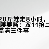 有人背20斤娃走8小时，有人走10分钟腰要断：双11抢二狗好价前，先搞清三件事