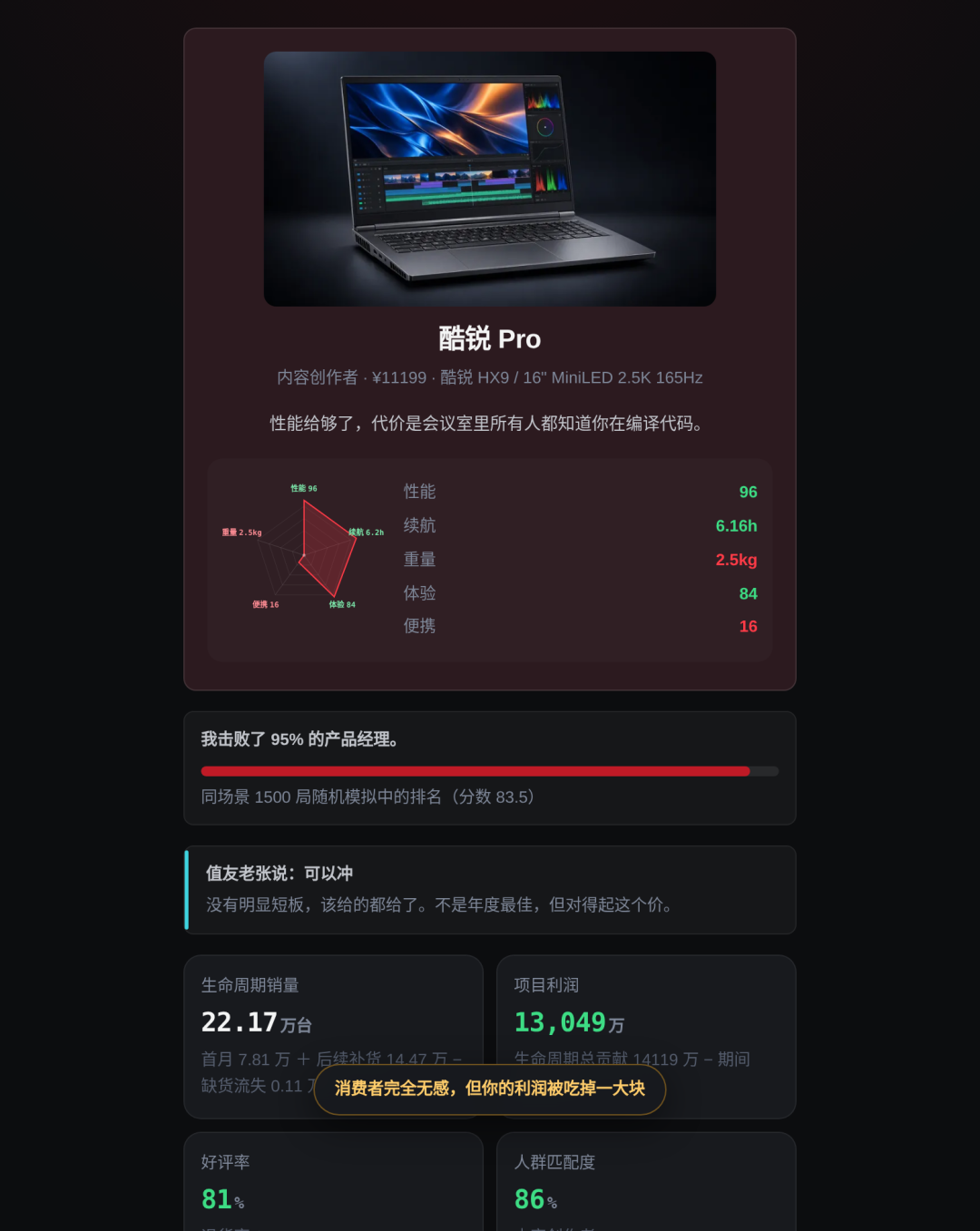 重生产品经理试玩:笔记本的性能原来是用机身厚度换的