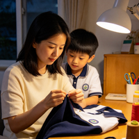 给孩子缝了颗校服扣子