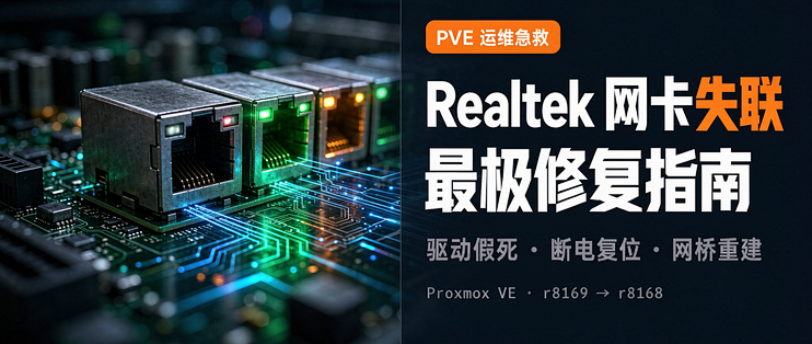 PVE 系统 Realtek 网卡失联（网口不亮/驱动假死）终极修复指南