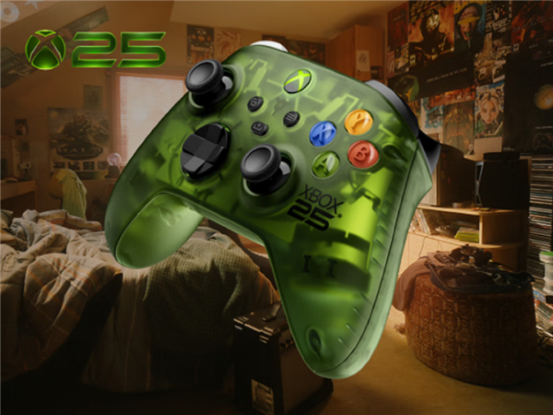 558元 微软XBOX无线游戏手柄X25特别版上市:半透明OG绿色设计
