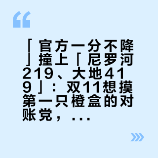 「官方一分不降」撞上「尼罗河219、大地419」:双11想摸第一只橙盒的对账党,进场前先把价梯、机制、渠道、时点这四本账对完
