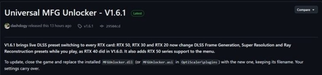 白捡35%帧率!大神工具更新:RTX 20/30/40/50全系支持大力水手实时切换