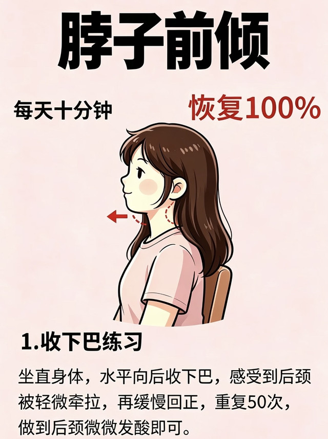 低头党自救5个居家动作改善脖子前倾