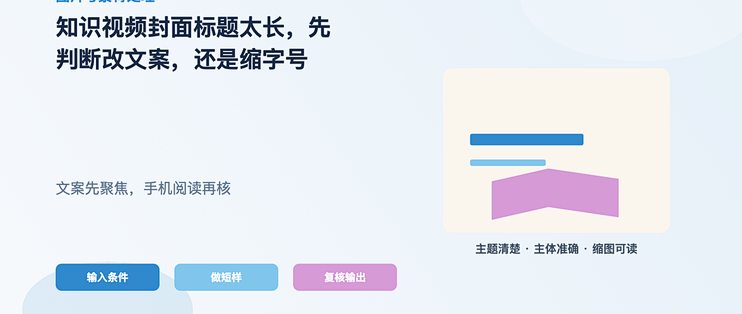 知识视频封面标题太长，先判断改文案还是缩字号