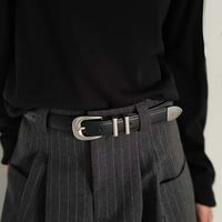 CaptainKaiser 细款针扣牛皮皮带，男女通用