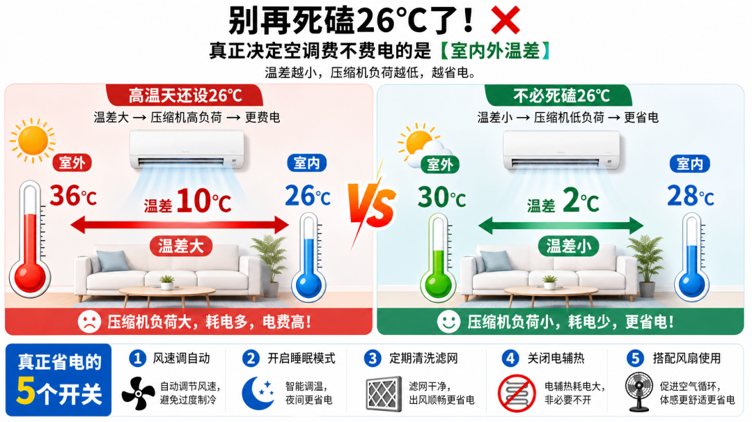 空调26度竟是坑？维修师傅不会说的5个省电设置 