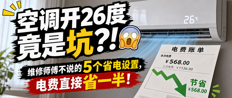 空调26度竟是坑？维修师傅不会说的5个省电设置 