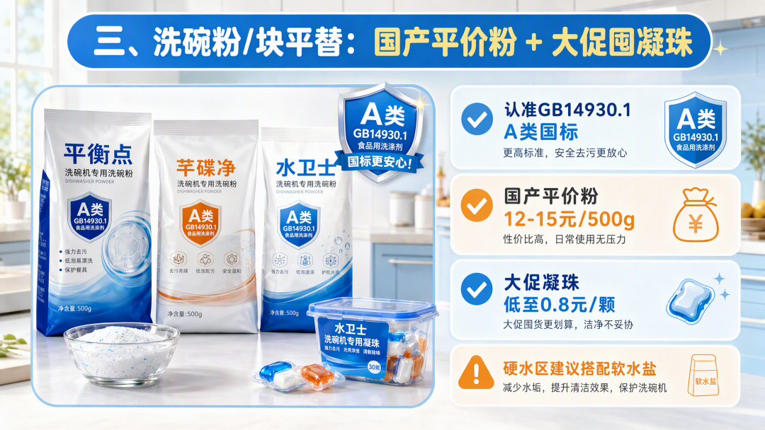 洗碗机耗材平替大法：盐、剂、粉、洗四件套，不吃压力！