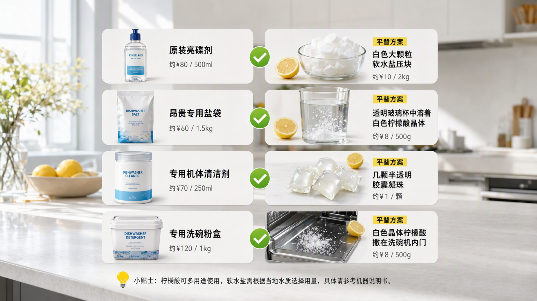 洗碗机耗材平替大法：盐、剂、粉、洗四件套，不吃压力！