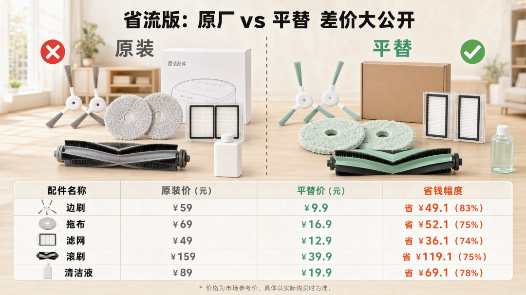 扫地机耗材平替大法，一年省下大几百，用着不烧心！
