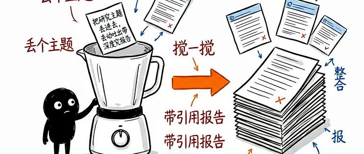 丢个主题进去，自动给你吐出一份带引用的完整研究报告 ——