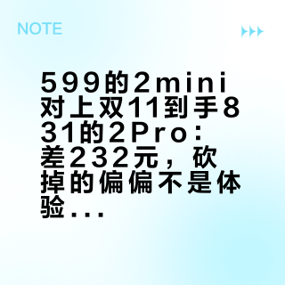 599的2mini对上双11到手831的2Pro：差232元，砍掉的偏偏不是体验是善后